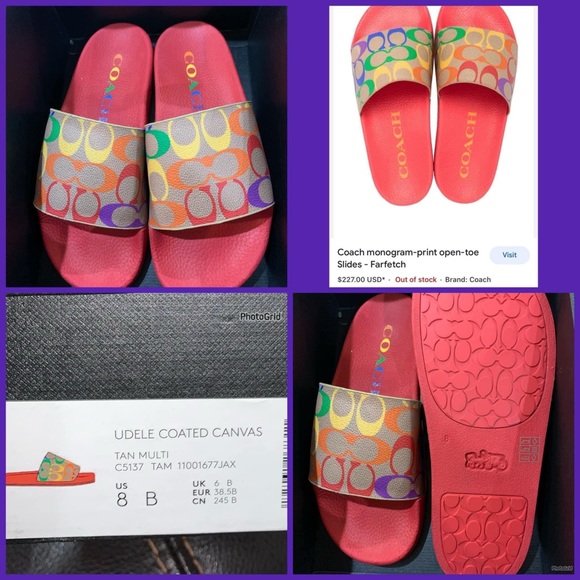 Coach Shoes - NWT $228 RARE RAINBOW PRIDE HARD TO FIND COACH SLIDES SIZE 8